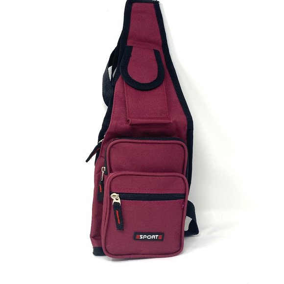 No brand Handbags - Messenger Women's Burgundy Bag Poly Sport Shoulder 4 Zip Pocket Cellphone Pouch
